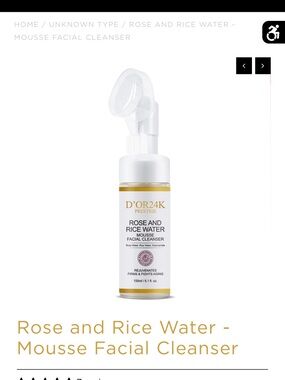 Rose and Rice Water Mousse Facial Cleanser - White/Gold